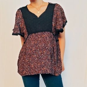 Knox Rose Lace Floral Print Blouse